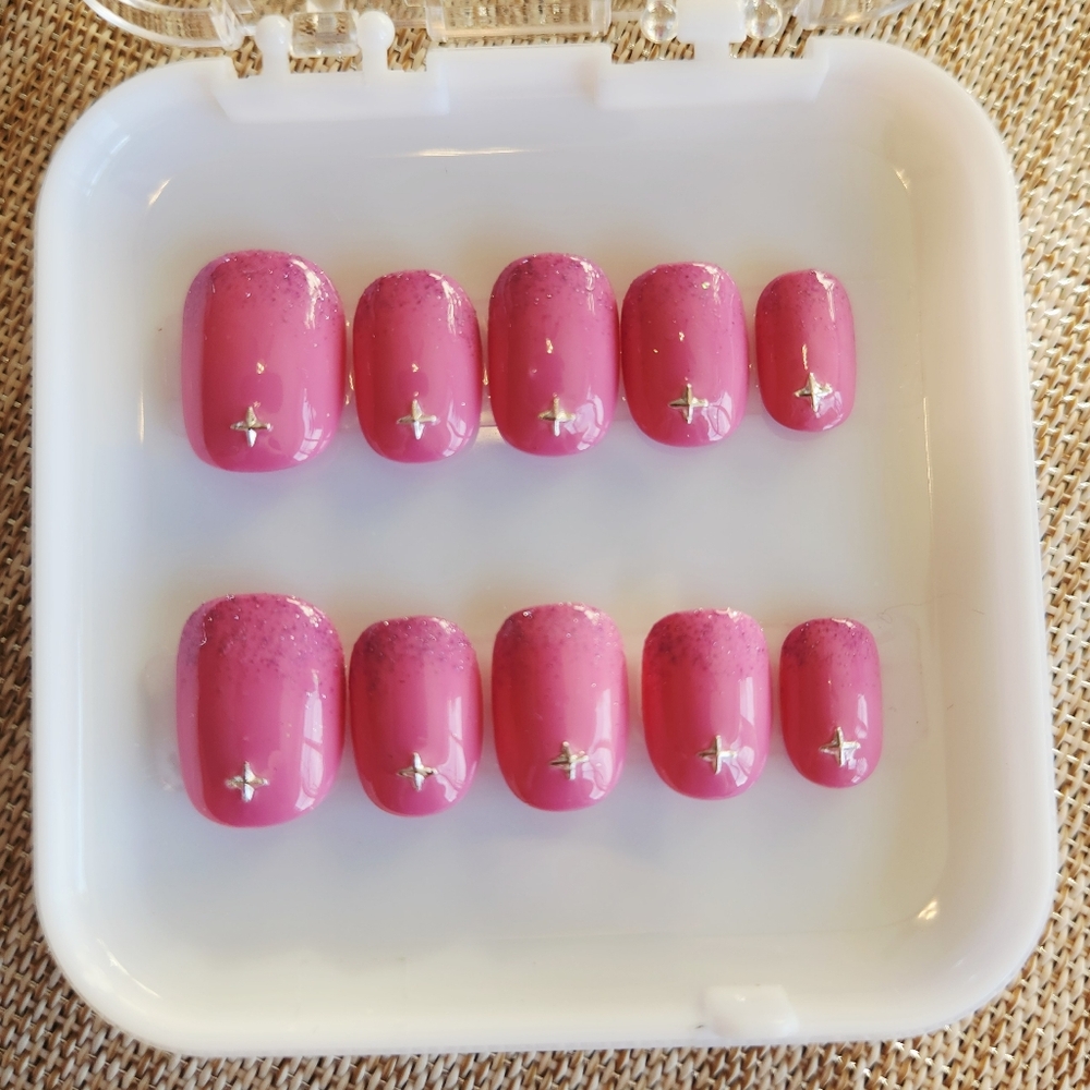Kids Pink Press On Nails